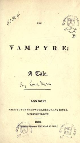 Cover of The Vampyre by John William Polidori