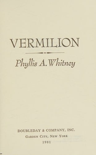 Cover of Vermilion by Phyllis A. Whitney