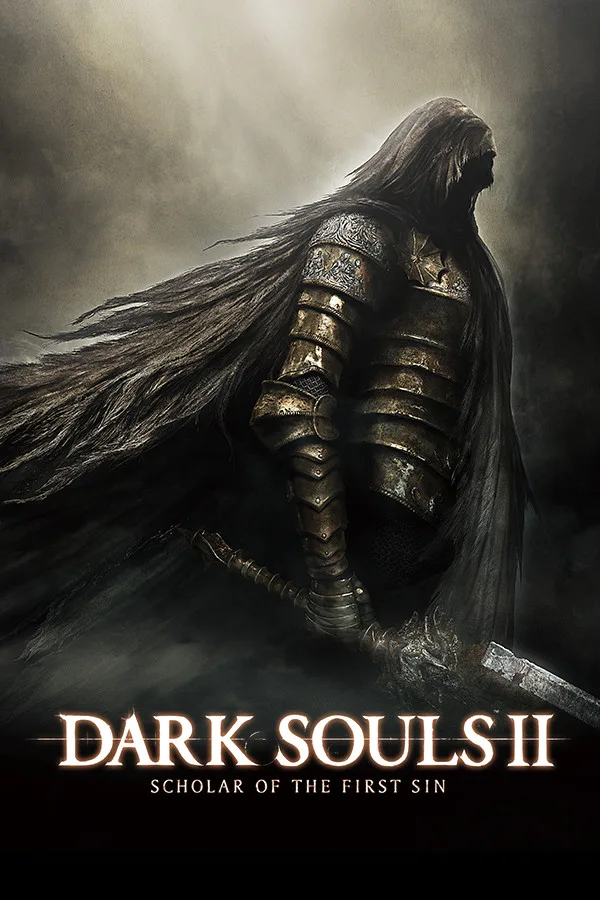 Dark Souls II Scholar of the First Sin promotional art showing a hooded armored knight