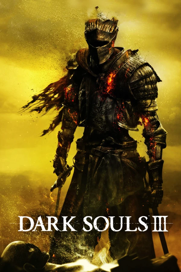 Dark Souls III key art showing an armored knight amid ash and embers