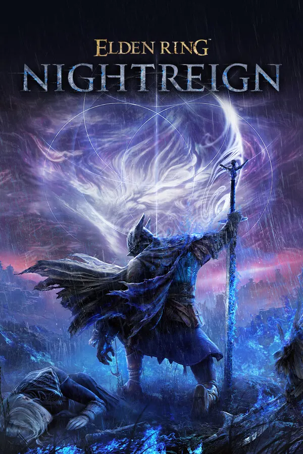 Elden Ring Nightreign publisher artwork showing Wylder raising a sword beneath a swirling storm