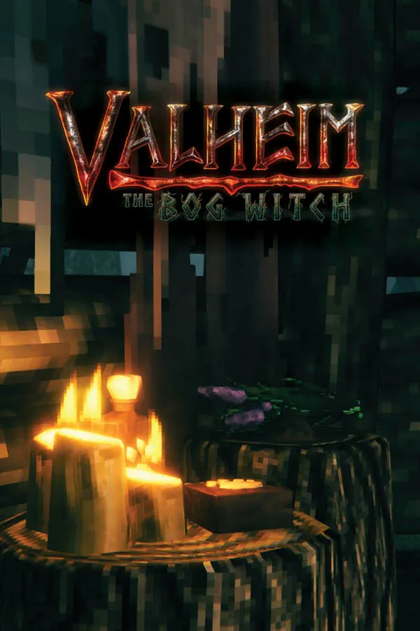 Valheim promotional art with candles and The Bog Witch title
